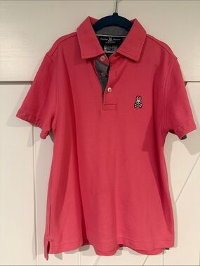 Psycho Bunny Boys Pink Polo Shirt with Bunny Logo